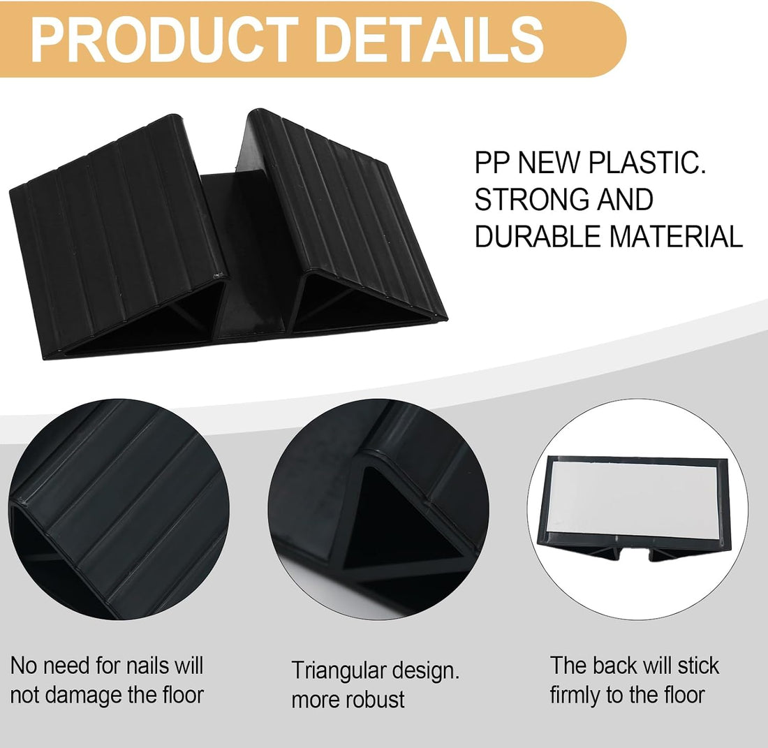 Dog Gate Support Feet, 4 Pack Black Plastic Triangle Stabilizers