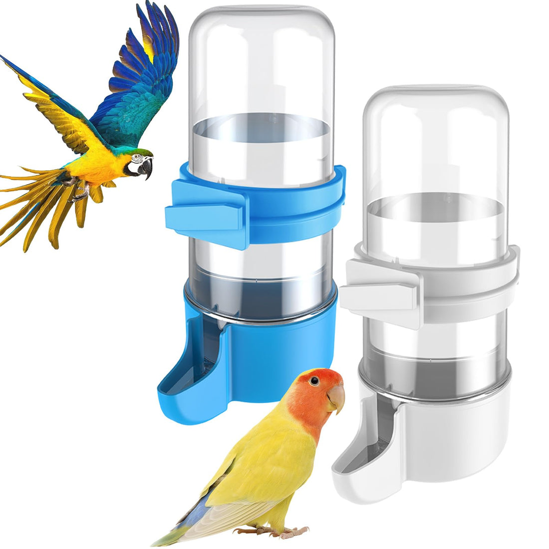 Pawfly Auto Bird Waterer, 2-Pack Cage Dispenser Feeder for Parrots
