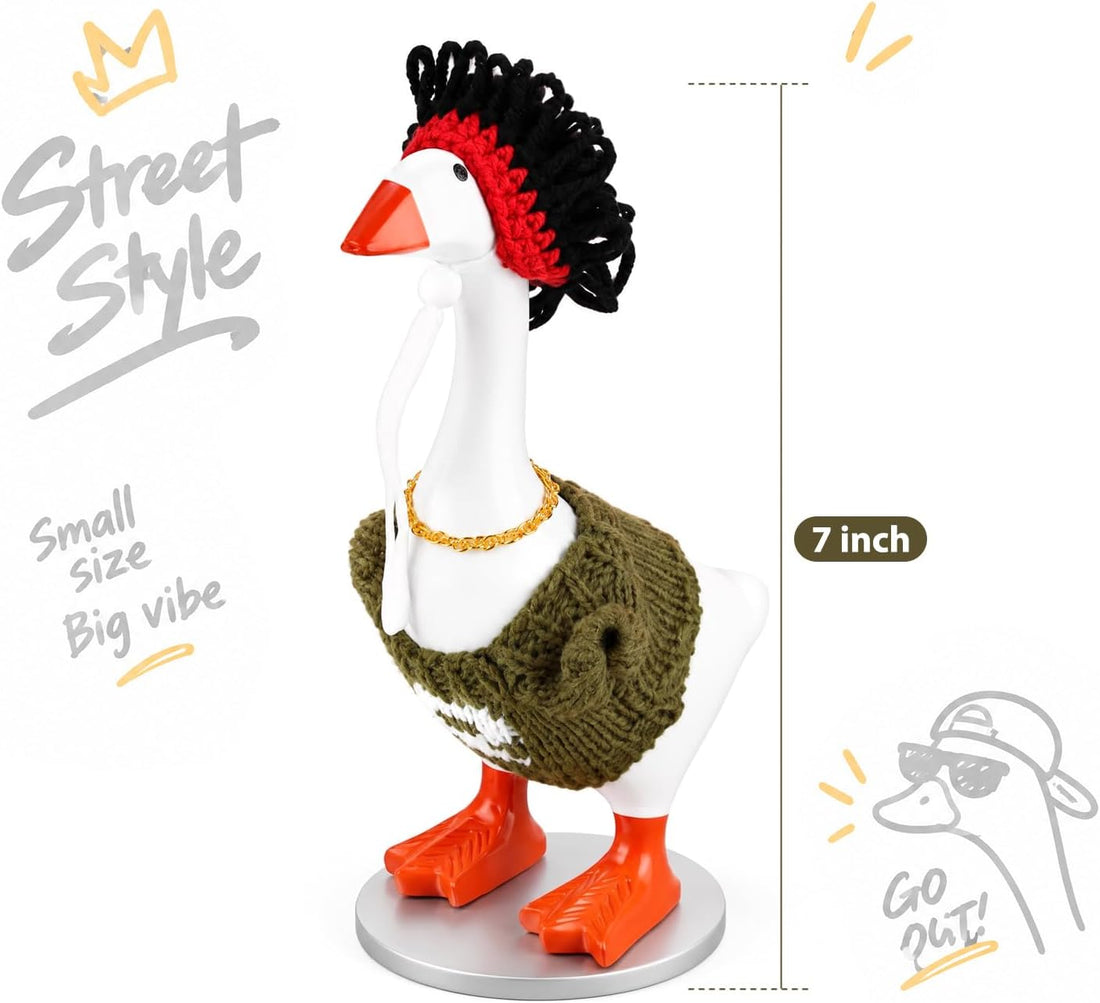 Christmas Desk Goose Outfits 7 Inch, 2 Crochet Sweater Sets