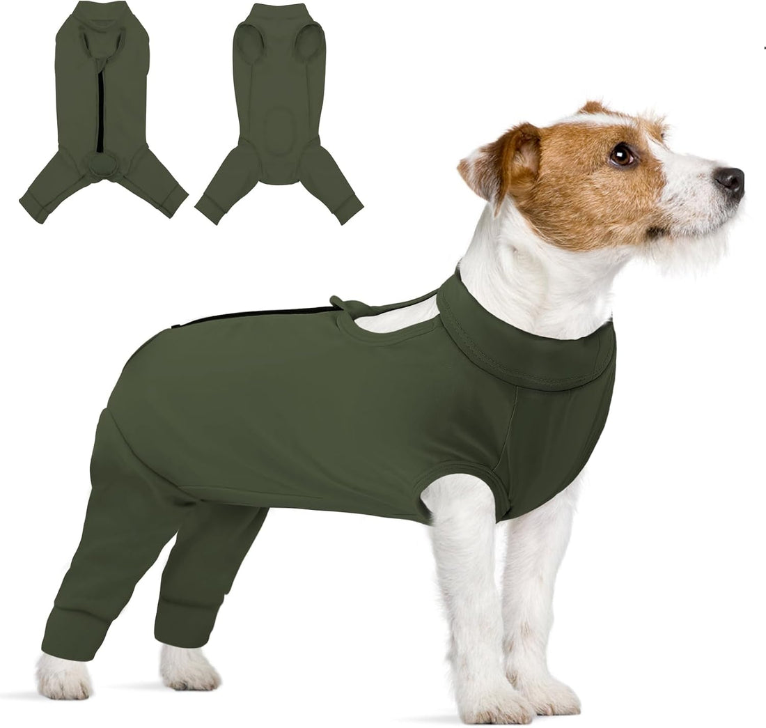 KOESON Back Zipper Dog Surgery Recovery Suit with Rear Leg Sleeve