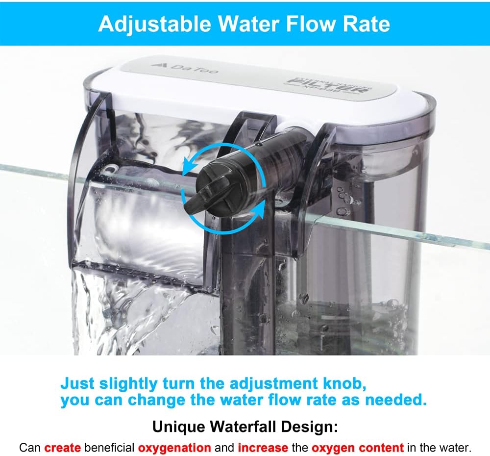 DaToo Aquarium Hang On Filter Small Fish Tank Hanging Filter Power