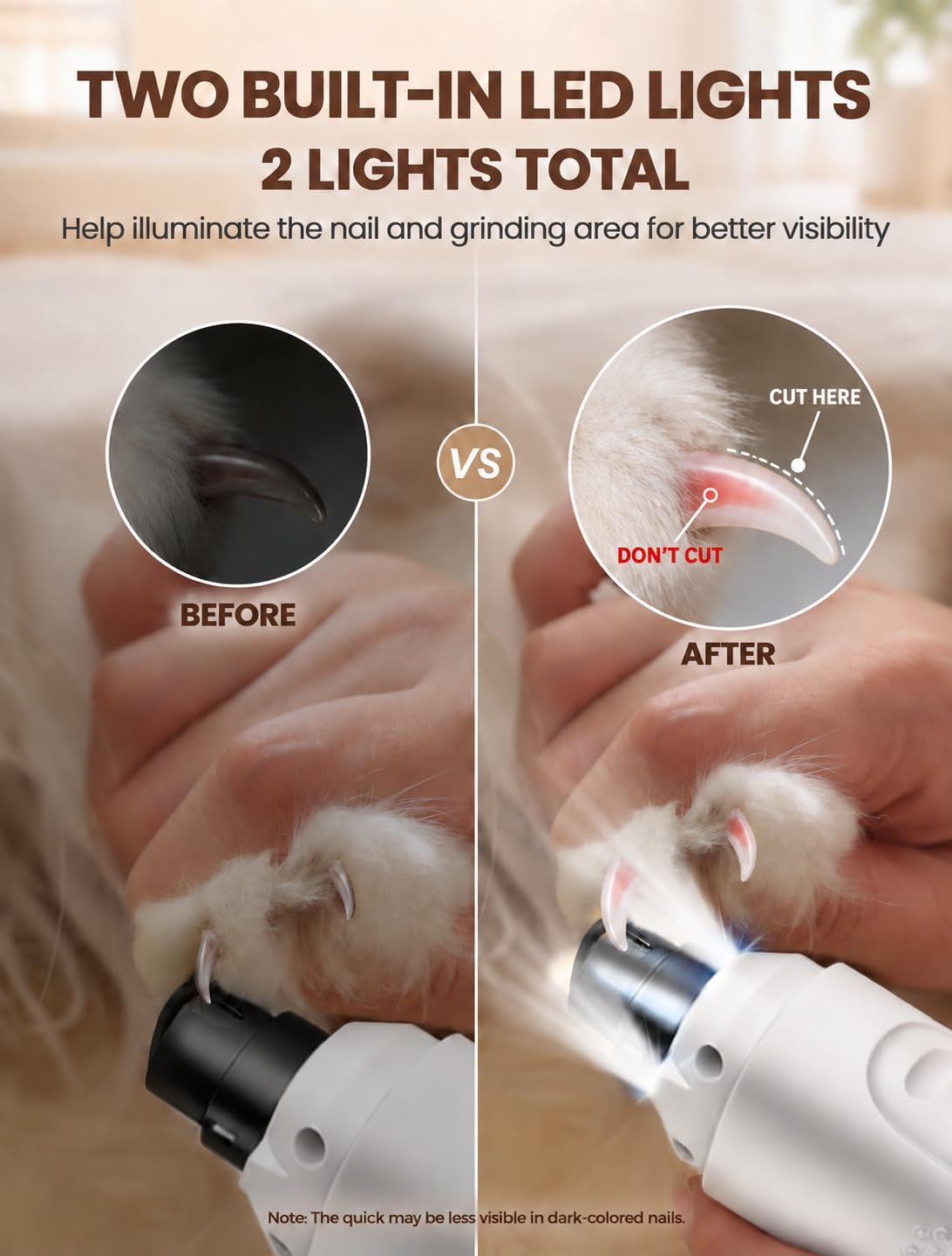 Dog Nail Grinder, Quiet 6-Speed Electric Pet Nail Trimmer