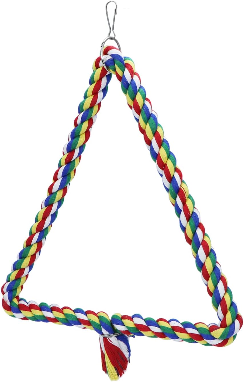 Bird Triangle Rope Swing Colorful Perch Chewing Toy for Parrots