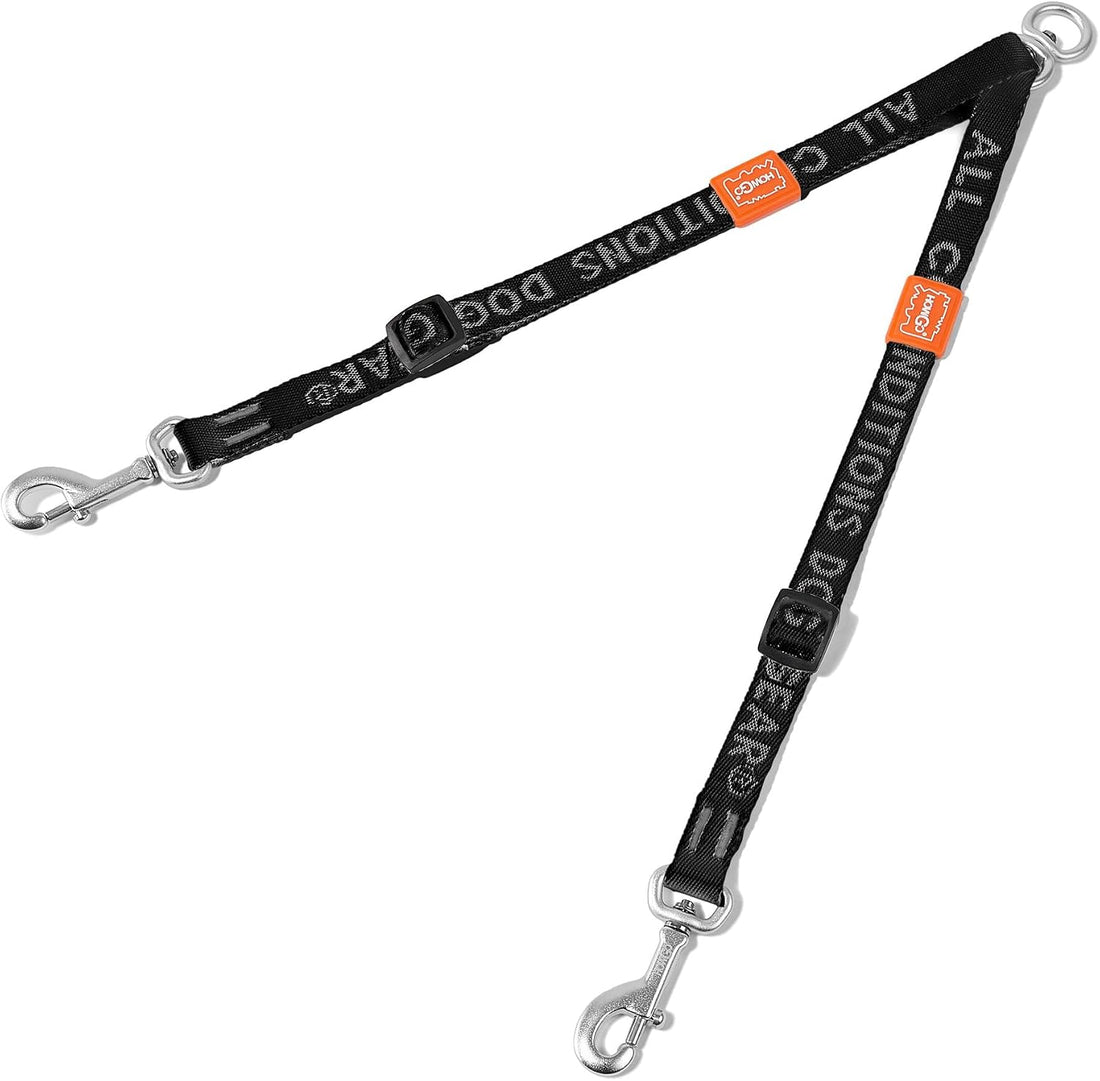 HOWGO Double Dog Leash,Tangle-Free 360 Swivel(Black, Pro S-M w.Handle)