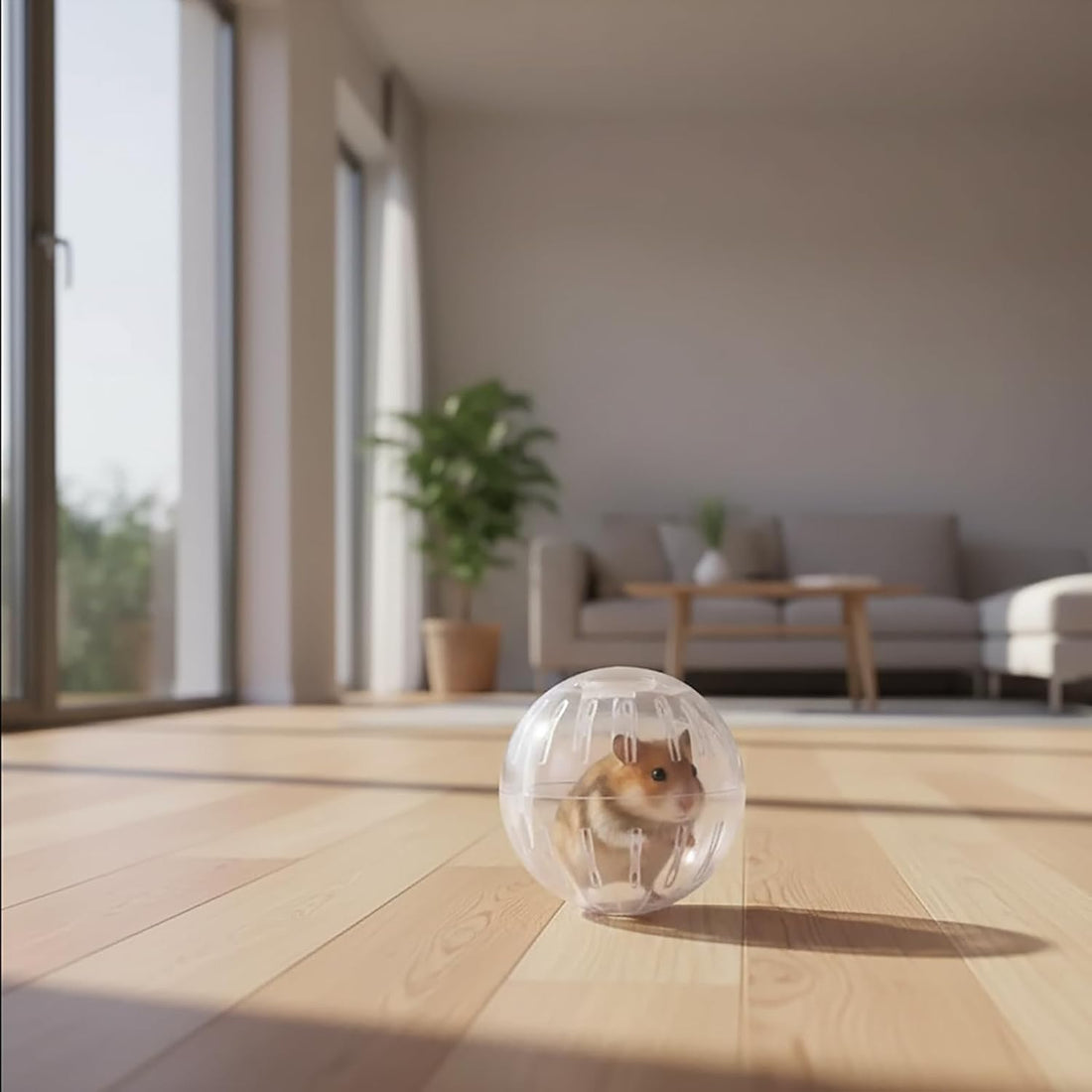White-Transparent Plastic Silent Dwarf Hamster Ball, 1Pc