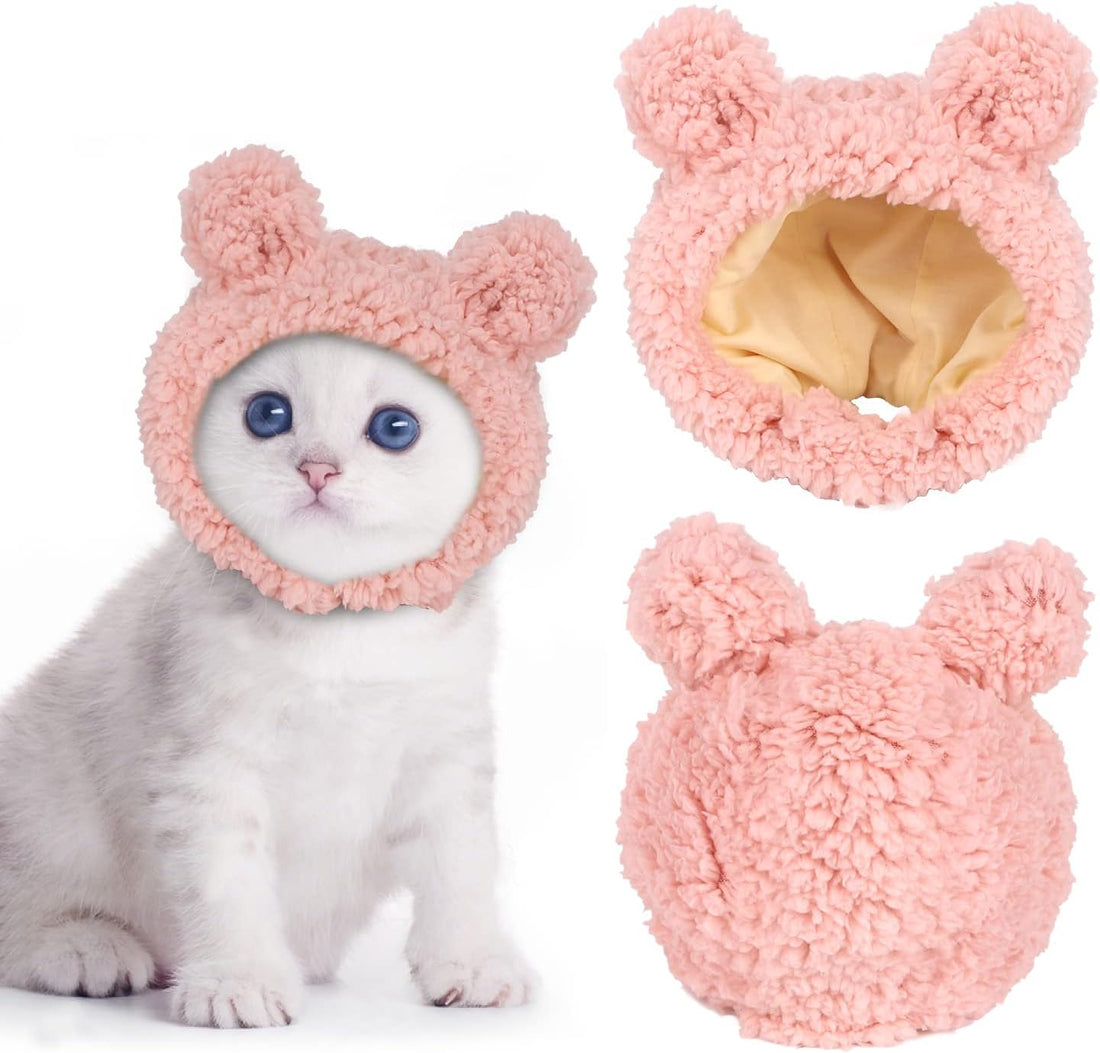 JOICEE Cute Cat Costume Warm Bear Hat Adjustable Small Pet Headwear