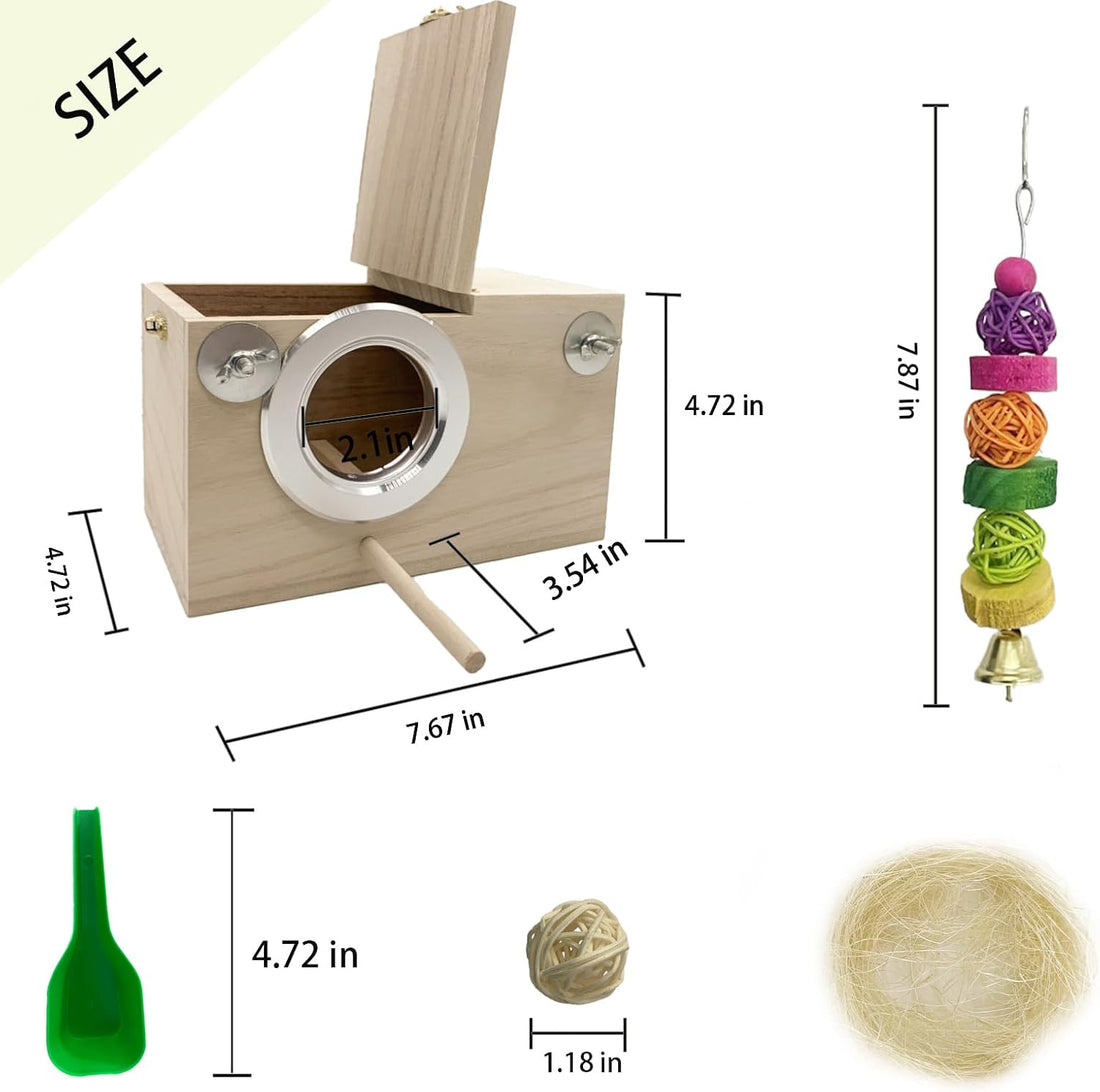 MUYG Parakeet Breeding Box Birds Natural Wooden House Lovebird