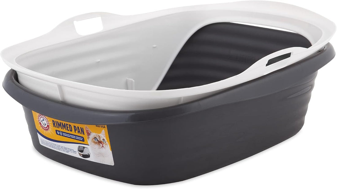 Arm & Hammer Rimmed Cat Litter Box with High Sides and Microban