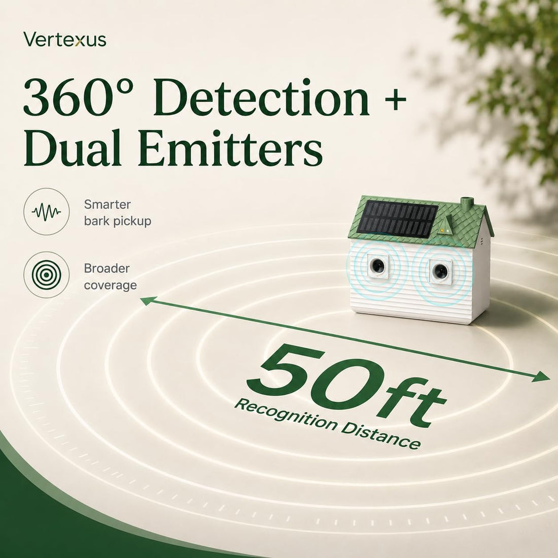 Outdoor Solar Ultrasonic Dog Bark Deterrent, Automatic Bark Detection