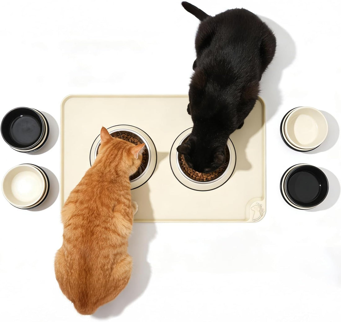 Large Pet Feeding Mat Spillproof Raised Edges Nonslip 24"x16"