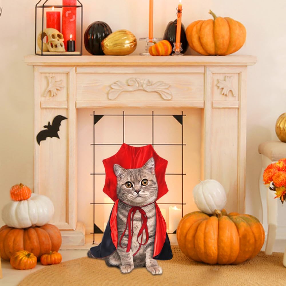 Halloween Cat Costume Vampire Cape for Small Medium Dogs Cats Witch
