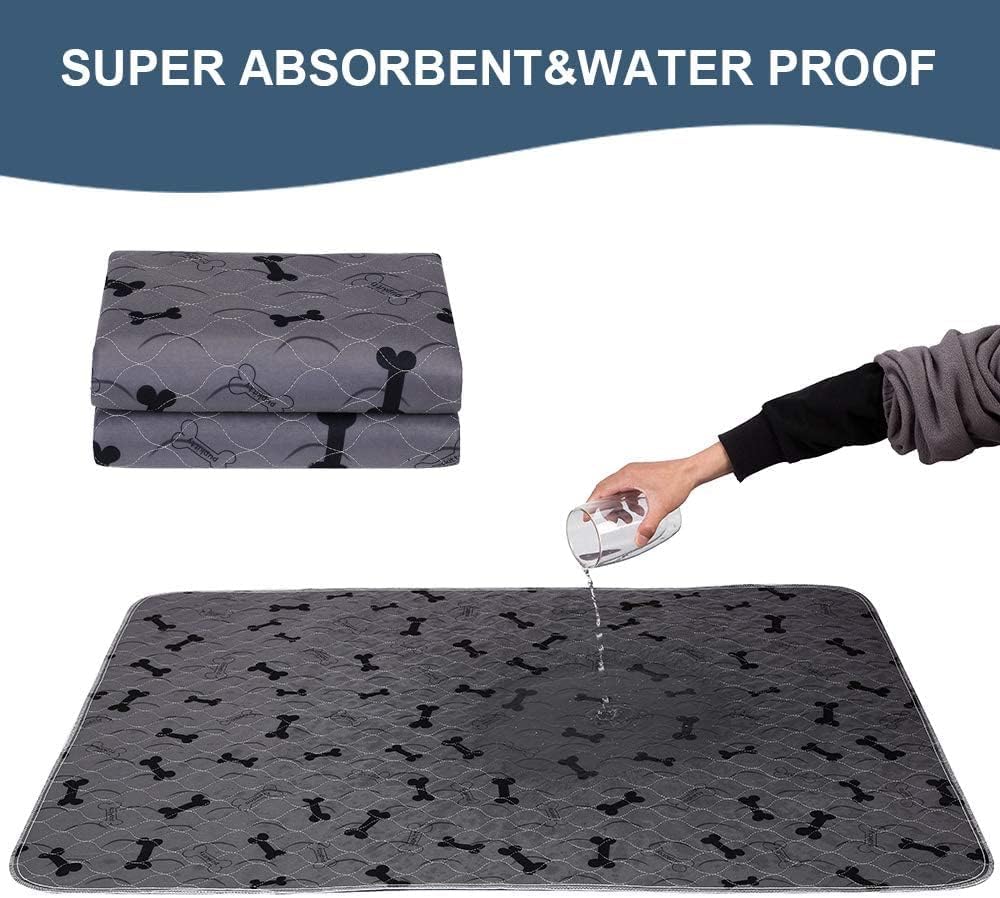 Washable Dog Pee Pads with Free Grooming Gloves,Non Slip Dog Mats