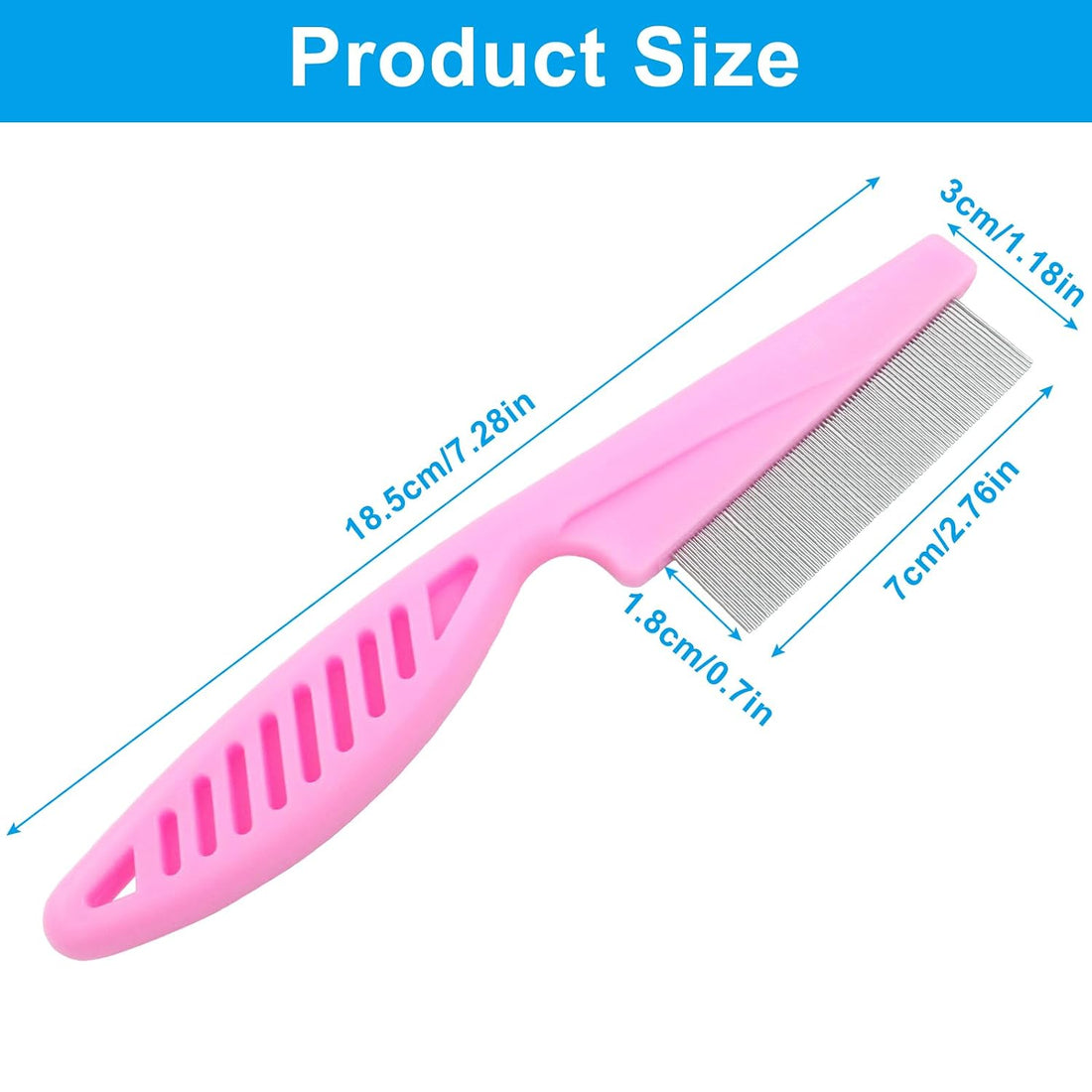 Flea Comb for Dogs and Cats, Pink, 3pcs