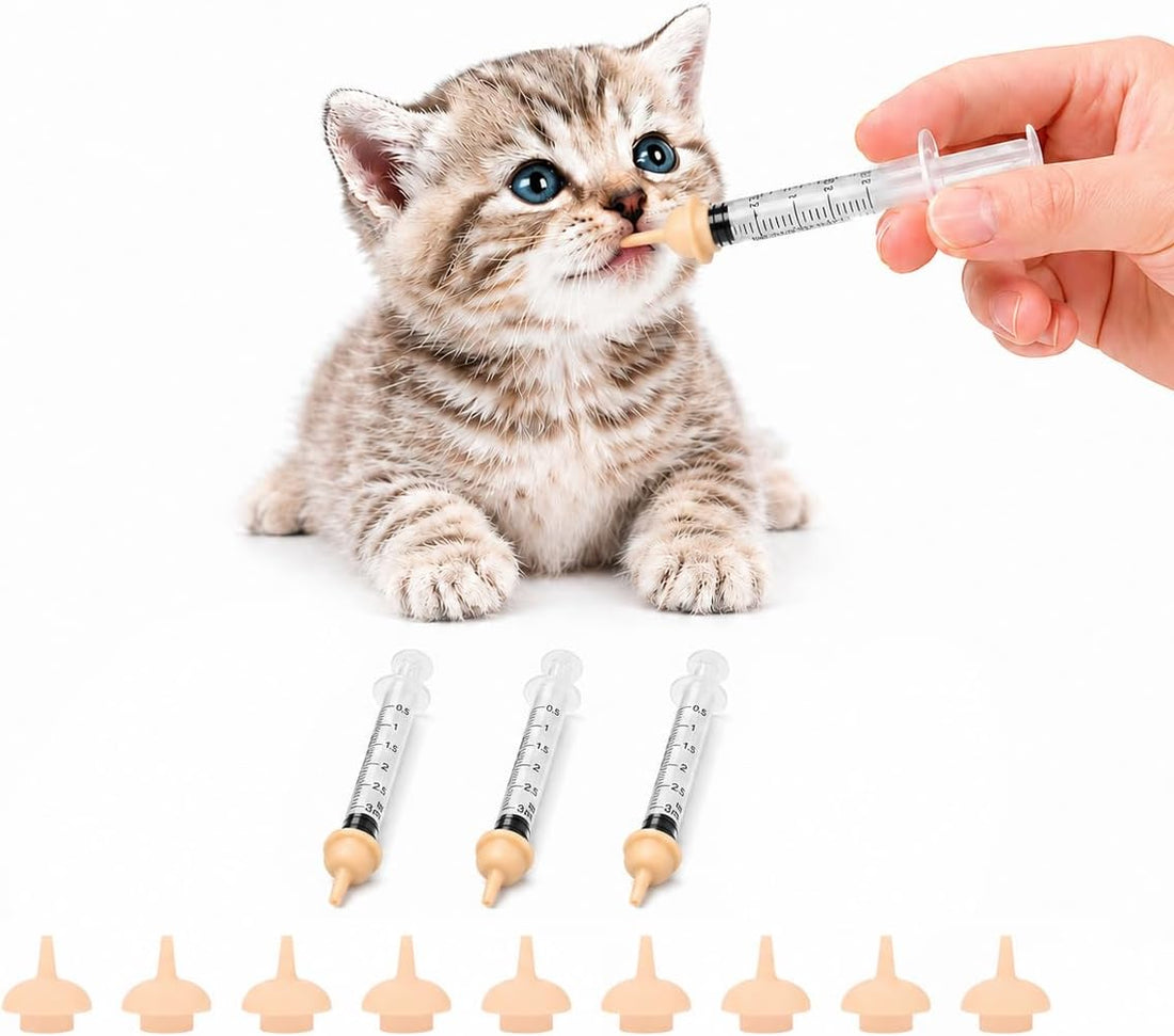 Newborn Pet Nursing Kit - 3 Pack 3ml Syringes & 12 Silicone Nipples.