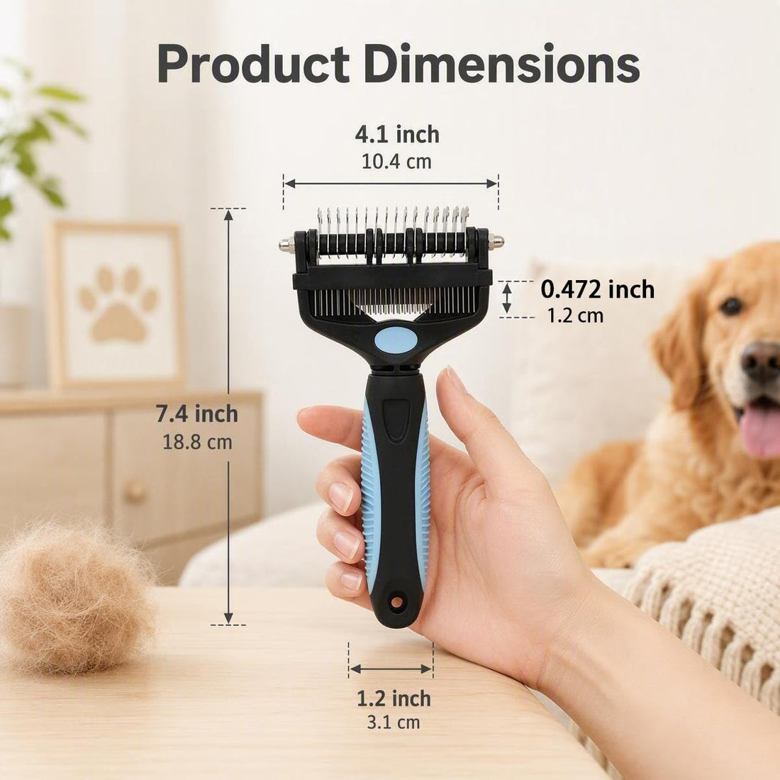 3-in-1 Pet Grooming Tool Dematting Comb Undercoat Rake Deshedding