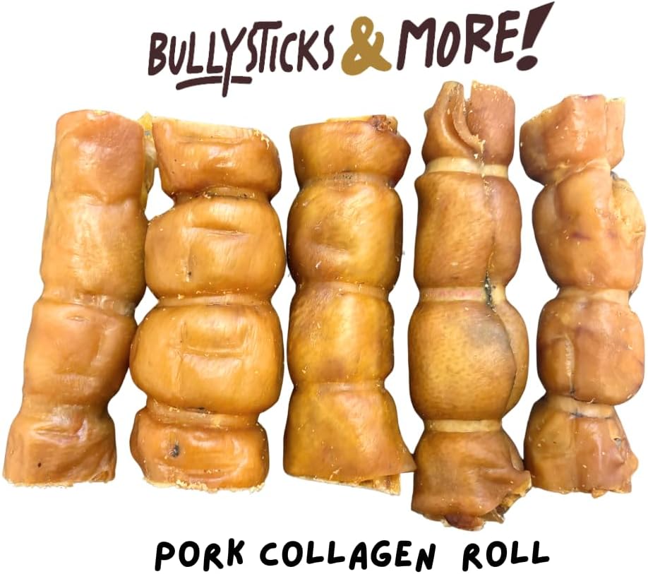 BULLYSTICKS & MORE 6 Inch Pork Collagen Rolls for Dogs