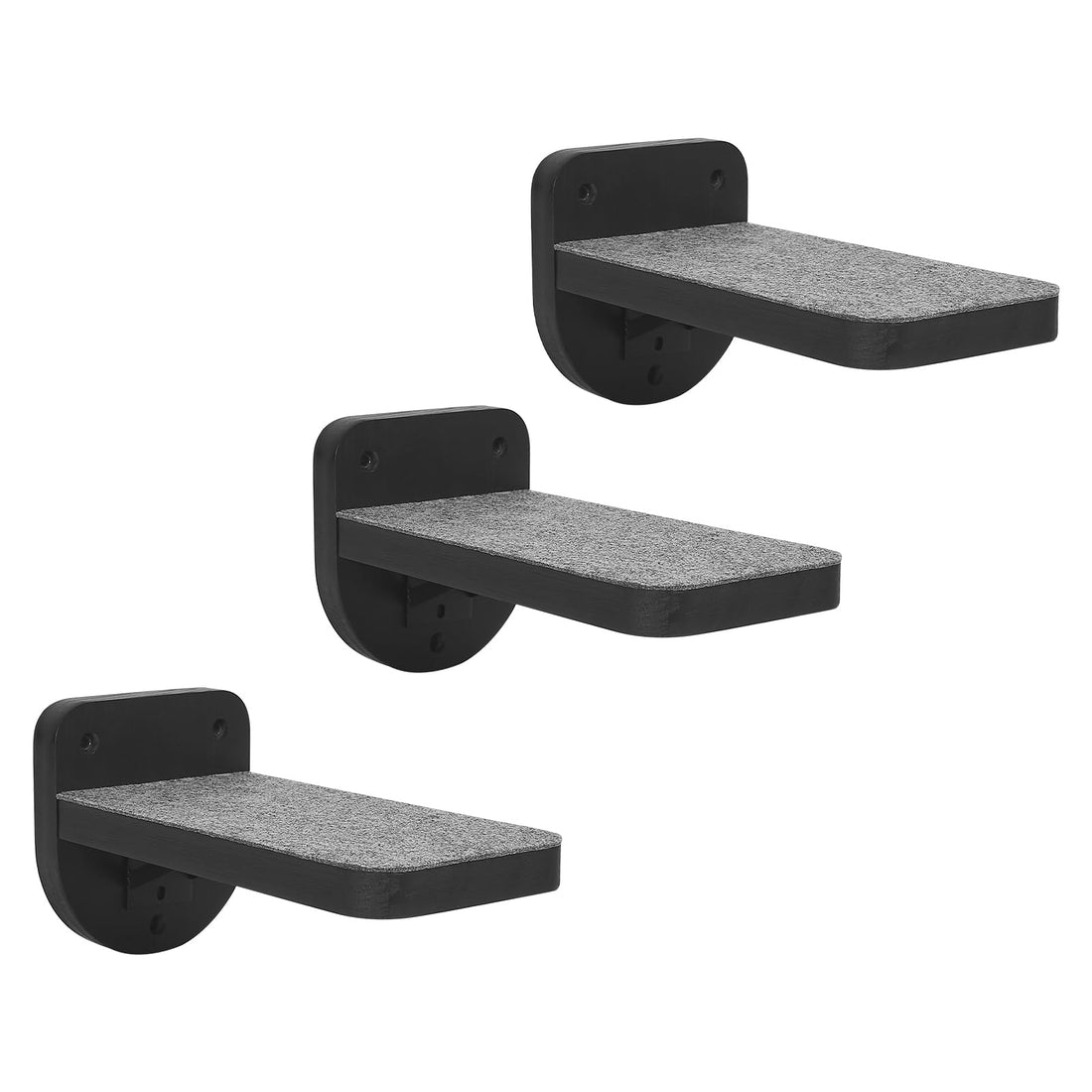 ESPETS Set of 3 Black Natural Sturdy Wood Cat Wall Floating Steps