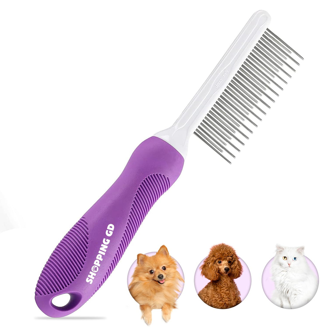 Detangling Pet Comb for Dogs & Cats with Long & Short Stainless Steel