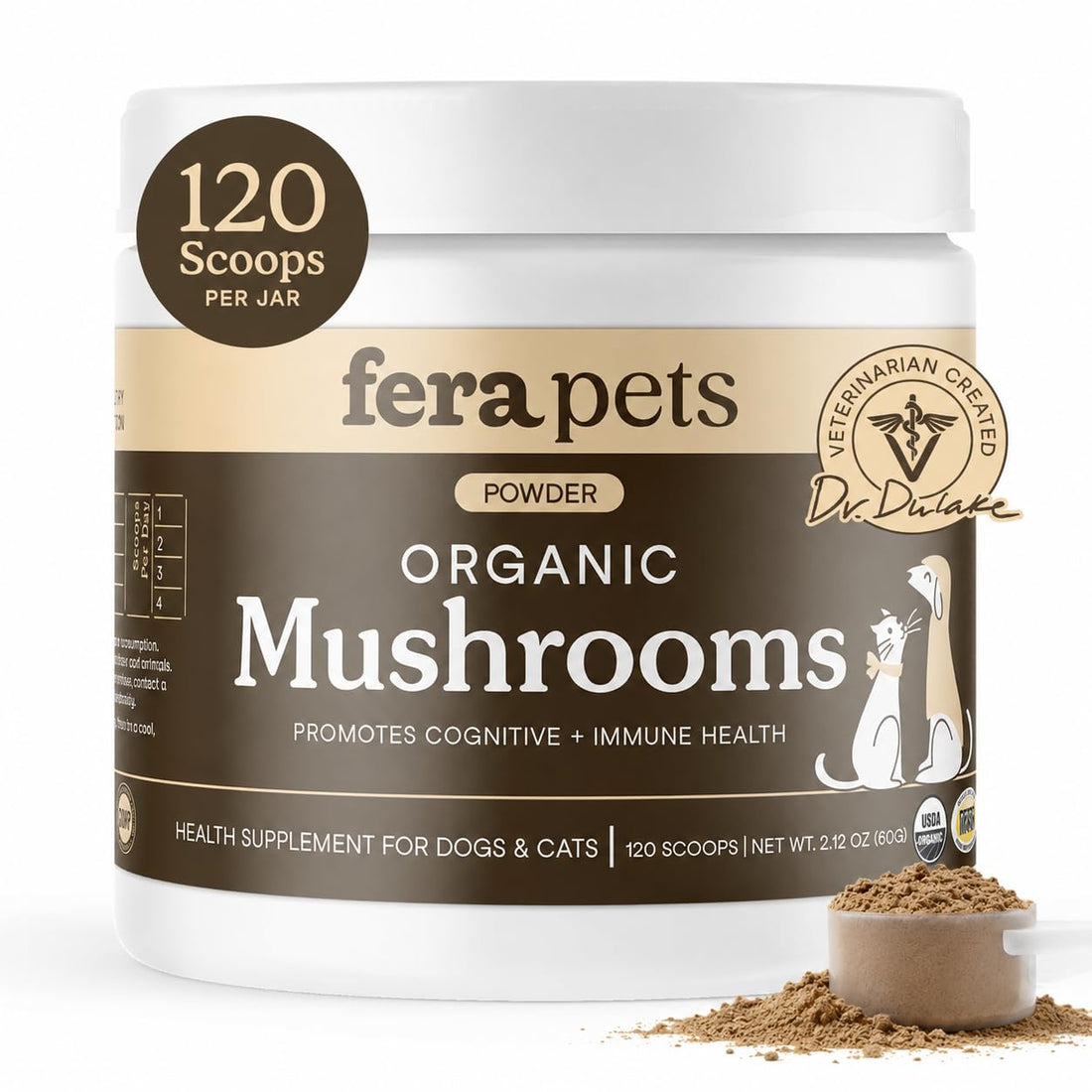 Fera Pets Mushroom Supplement for Dogs & Cats with Turkey Tail