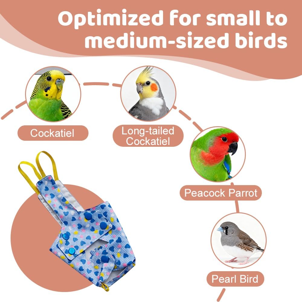 Washable Bird Harness Leash Set