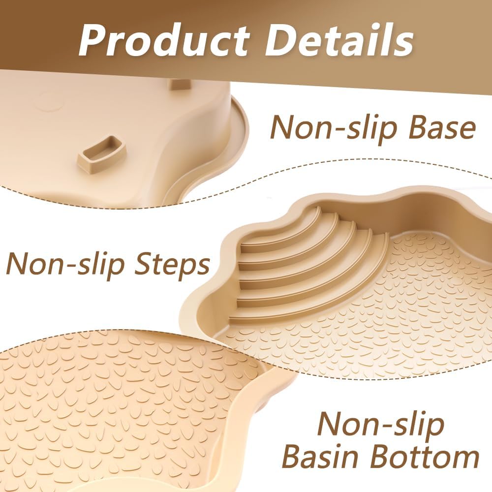 Reptile Bathing Pool with Ramp, Turtle Tortoise Water Bowl & Food Dish