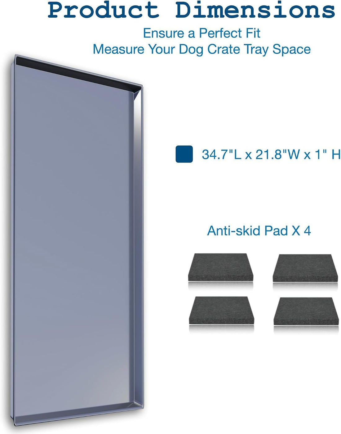Metal Dog Crate Tray, 40-Inch Pan Replacement, Stainless Steel