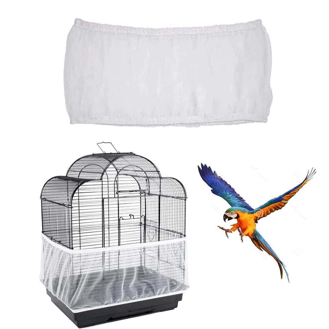 DreamAug Bird Cage Cover, Breathable Nylon Mesh Seed Catcher Guard