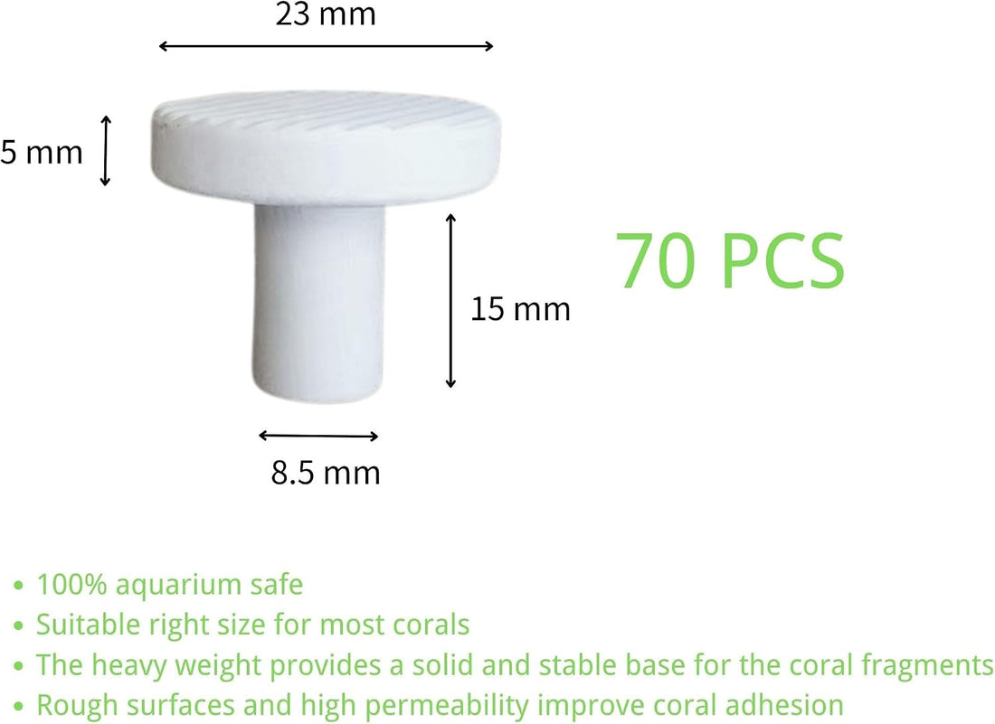 Coral Frag Plugs 70 Pcs Ceramic Coralline Frag Plug Round Base