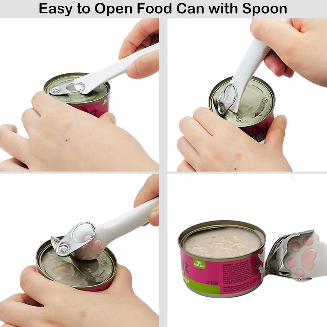 Giozoc Cat Food Can Covers Lids & White Spoon