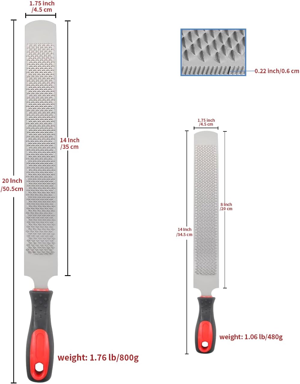 18 Inch Hoof Rasp & 14 Inch Farrier Rasp File with Rubber Handle