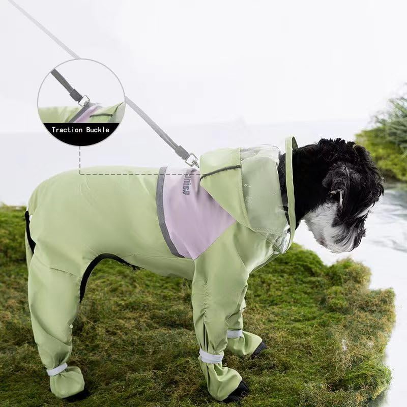 Waterproof Dog Raincoat, Clear Hood, Leash Hole
