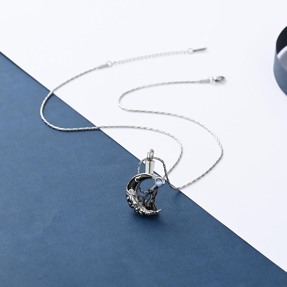 constantlife Cat Moon Urn Necklace for Women Pet Cremation Jewelry