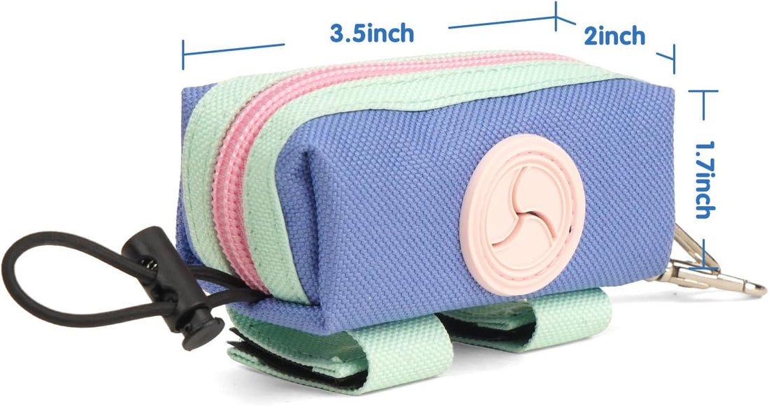Dog Poop Bag Holder for Leash, Large-Capacity Canvas Pouch, Purple