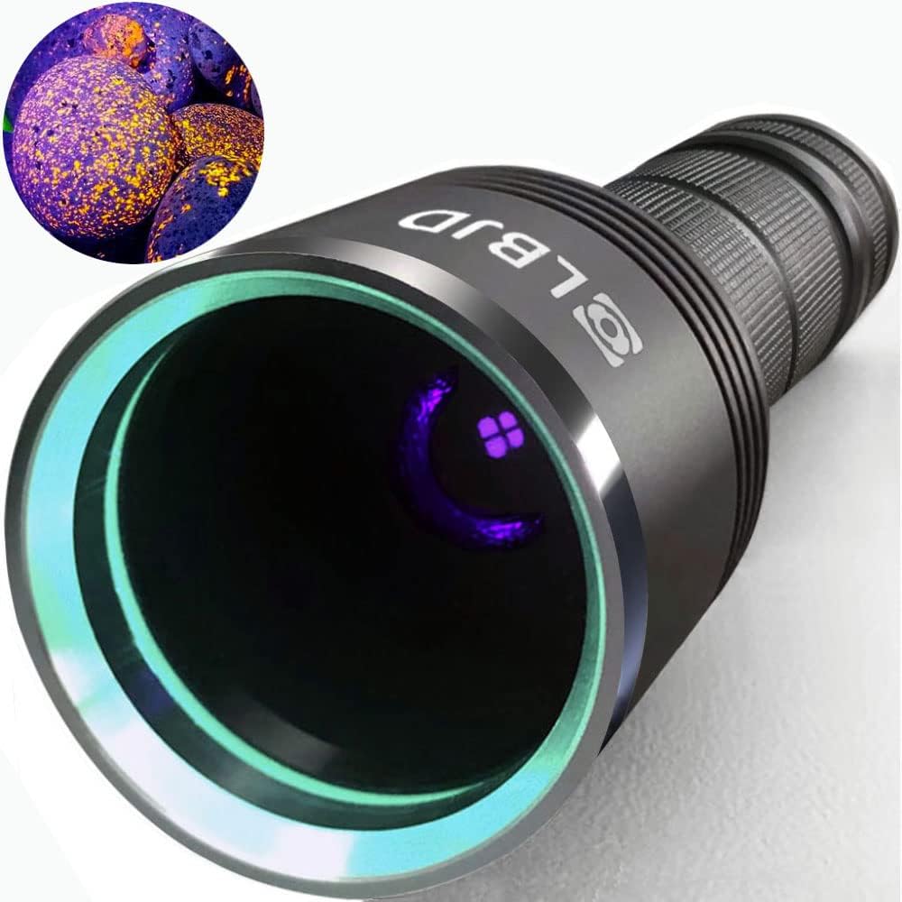 UV Black Light 365 nm Rechargeable Flashlight with Filter for Pet
