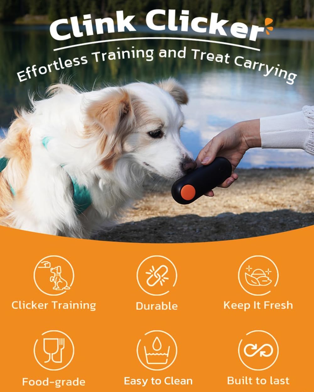 Clink Design Dog Training Clicker & Dog Clicker with Treat Storage