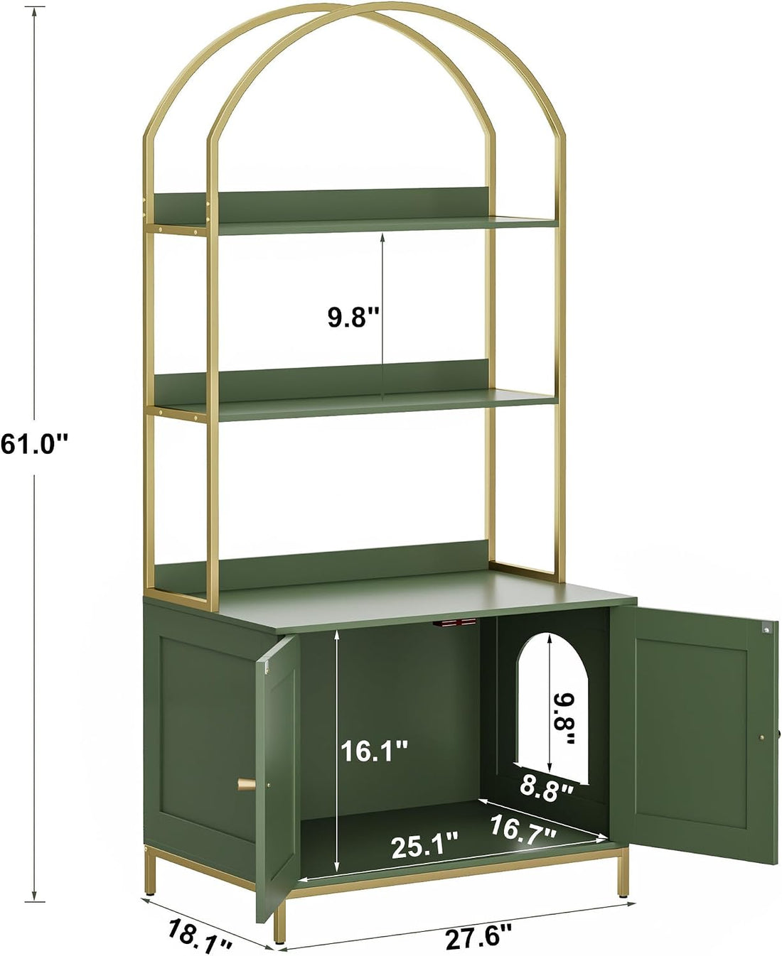 Homhedy Cat Litter Box Enclosure with 2-Tier Shelves