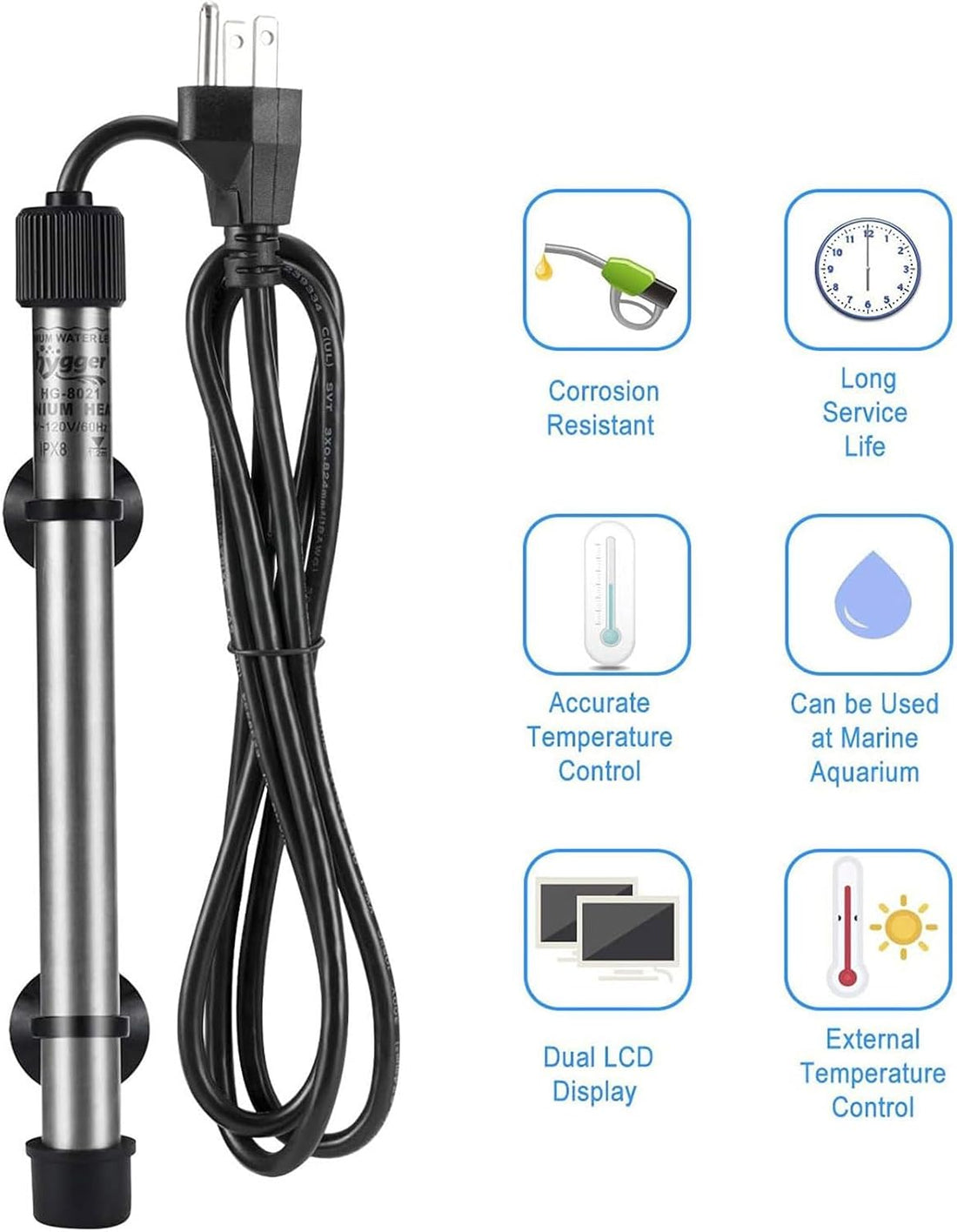 hygger 802 Aquarium Titanium Heater Rod Fish Tank Heating Element