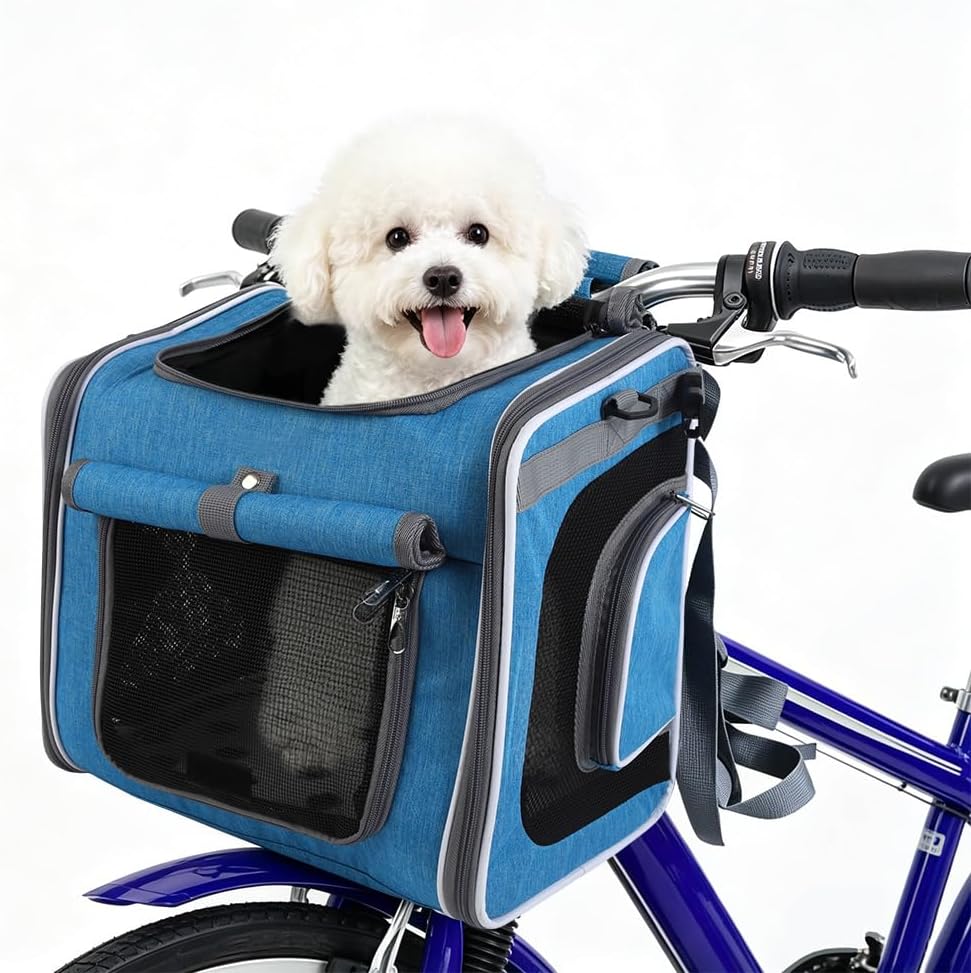Expandable Dog Bike Basket Carrier, Foldable Pet Bicycle Backpack