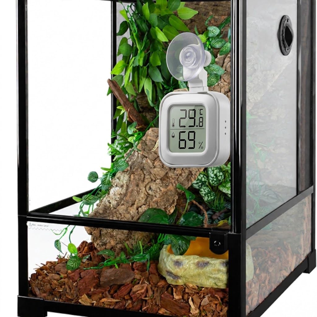 Reptile Thermometer and Humidity Gauge with Suction Cup