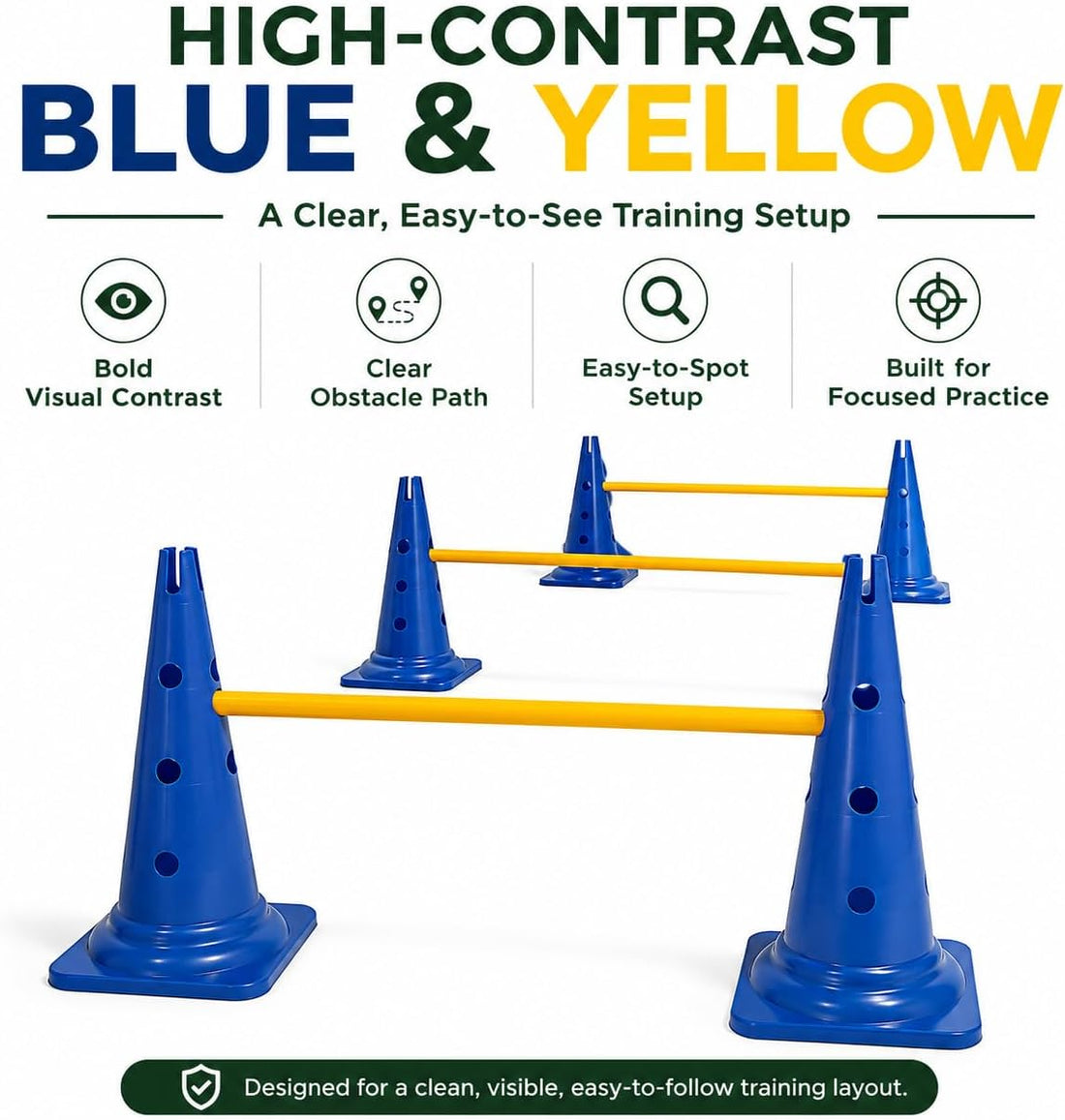 Dog Agility Equipment, 20-Inch Hurdle Set, 10.6 oz Weighted Cones