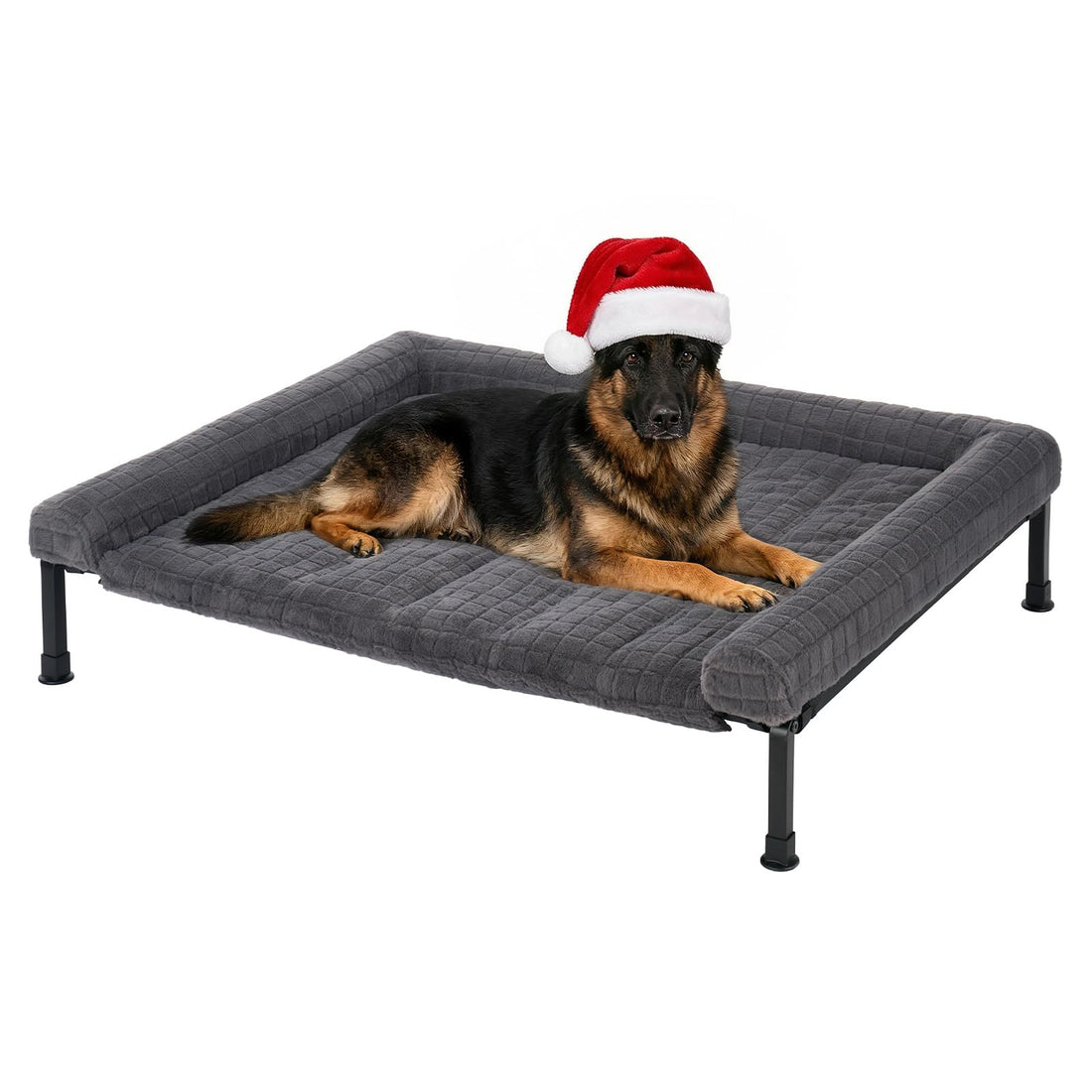 Veehoo Elevated Dog Bed Large Sized with Fluffy Plush Bolster Cushion