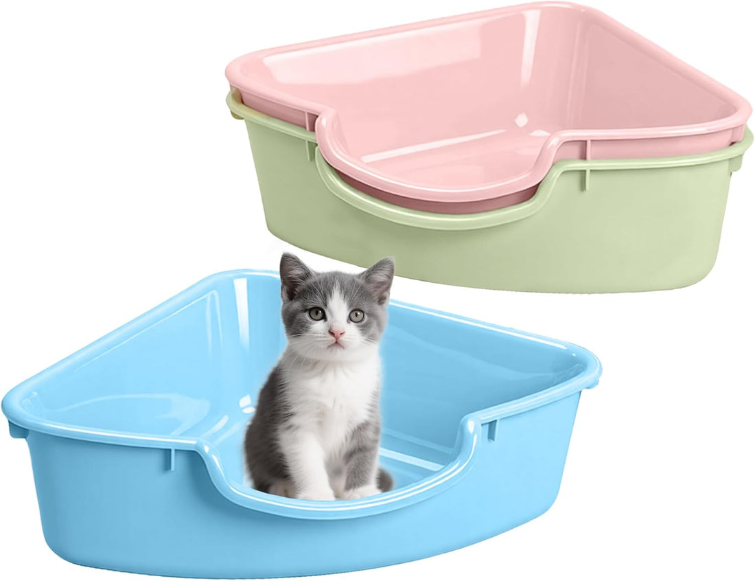 Corner Litter Box, Low Entry Kitten Litter Box for Small Cats