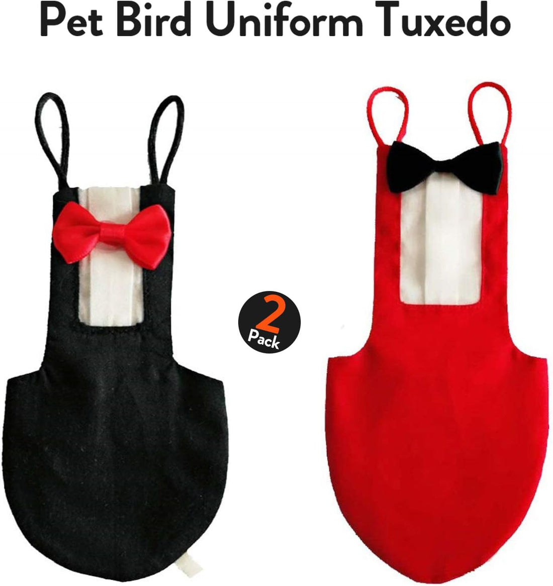 QBLEEV 2 Pack Bird Diapers, Reusable Cockatiel Tuxedo Flight Suite