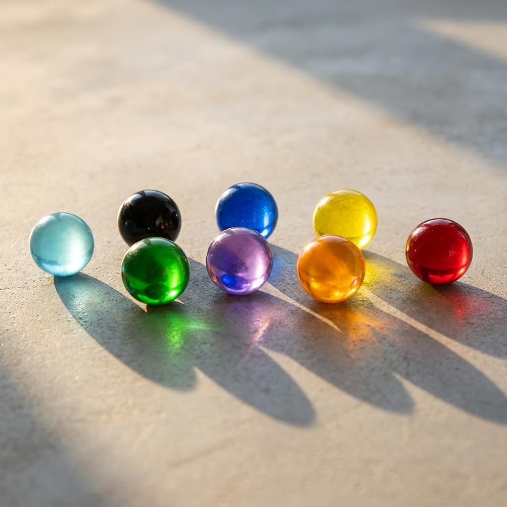 40mm Colorful Solid Glass Marbles 8 Pack Round Decor Balls