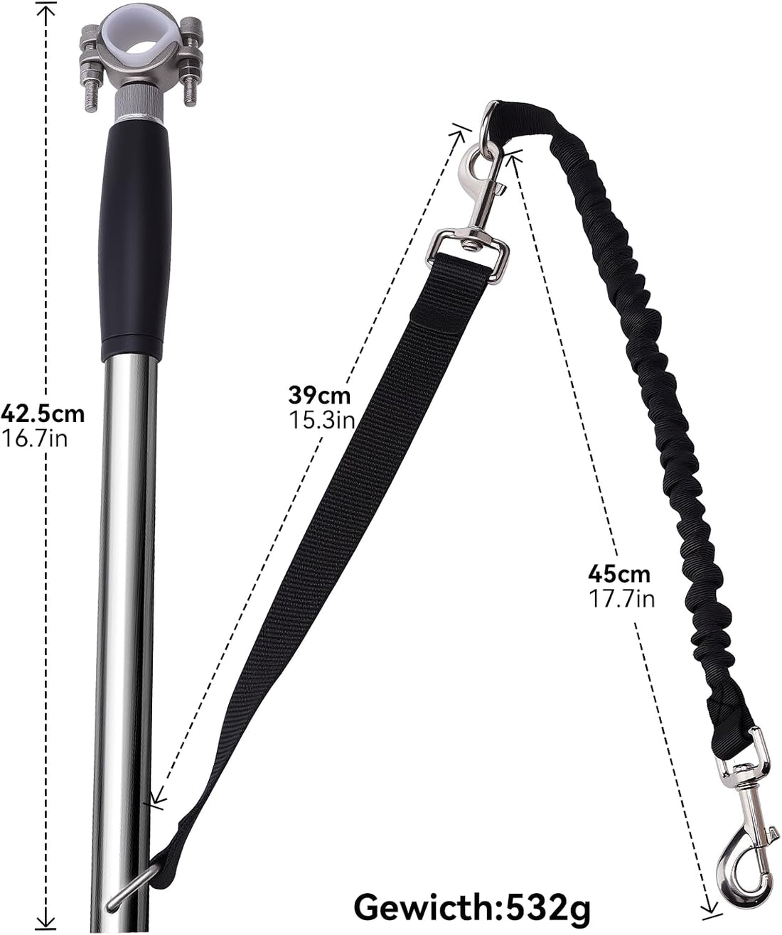 Hands Free Dog Bike Leash for Large Dogs, Heavy Duty Buffer Rope