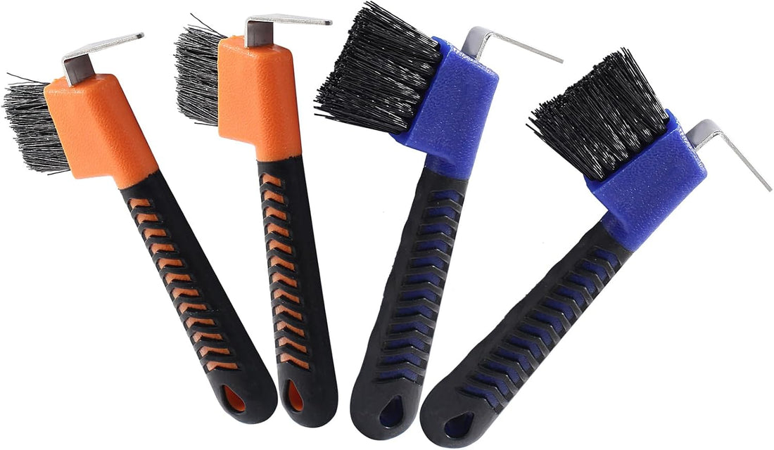 2 Pcs Horse Hoof Pick Brush, Blue & Orange