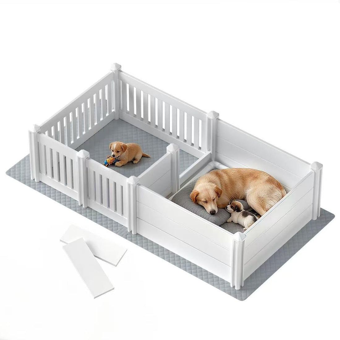 Whelping Box for Dogs, Puppies,with Pig Rails Washable Pad