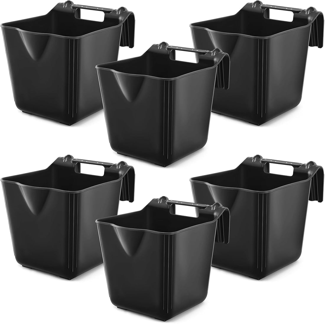 4 Pcs 15 Quart Plastic Hook Over Horse Feed Bucket for Stall Fence