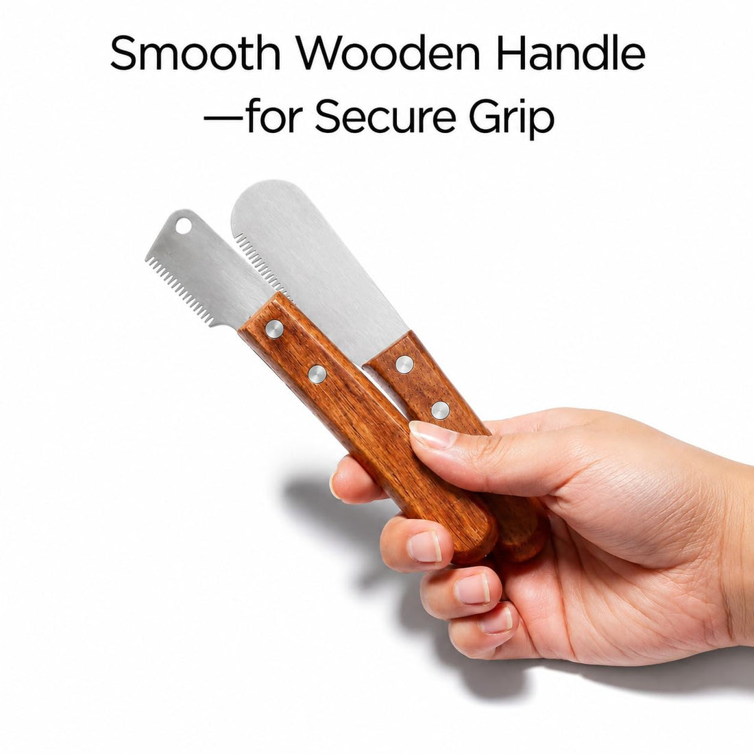 Dog Grooming Carding Tool, Fine and Coarse Wooden Handle Set