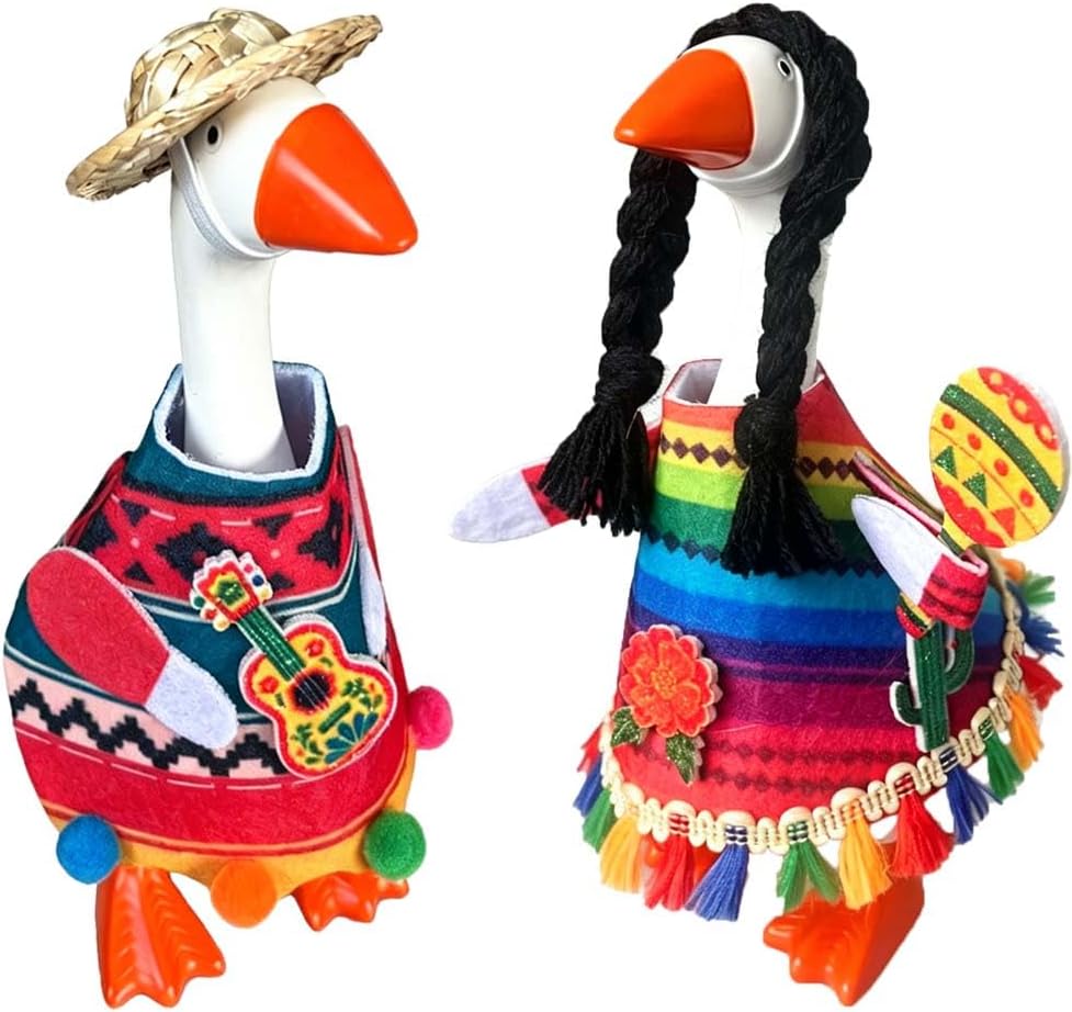 Christmas Desk Goose Outfits 7 Inch Desktop Geese Statue Clothes